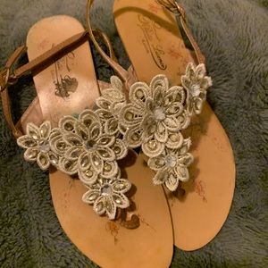 Flower studded sandals